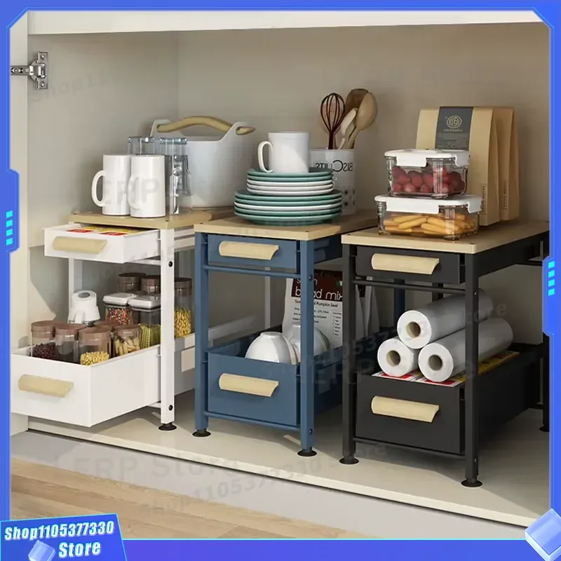 4 Layer Multifunctional Drawer Sliding Storage Rack Household Organizer Shelf Kitchen Cabinet Space Saving Solution 1 Piece