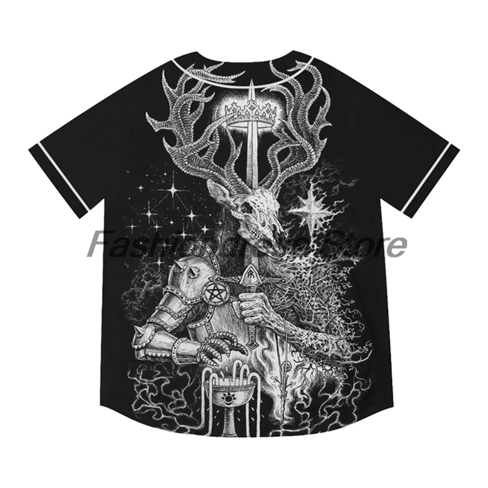 Svdden Death Lost Lands Baseball Jersey V-Nekc Short Sleeve Button-up Shirts Women Men Streetwear Tops