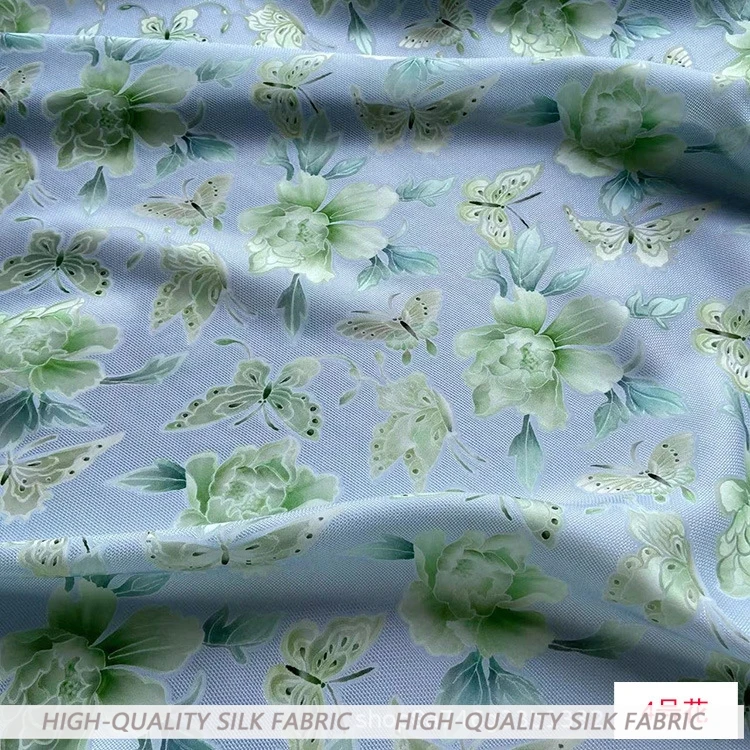 

Flower Jacquard Printed Silk Fabric Chinese Style New Cheongsam Clothing Ancient Dress