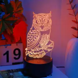 Owl 3D Night Light Creative Desktop Bedroom Atmosphere Decoration Light 7 Color LED Table Lamp Home Office Decor Gift Idea