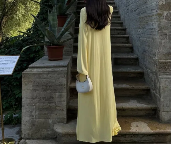 سترة صوفية كاجوال بأكمام طويلة ورقبة دائرية بلون سادة وأكمام طويلة وسروال عالي الخصر، طقم كاجوال مكون من 3 قطع