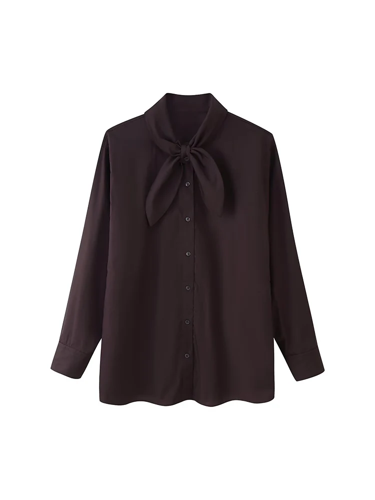 

Новая женская мода в европейском стиле, универсальная темпераментная простая однобортная рубашка из поплина с шарфом