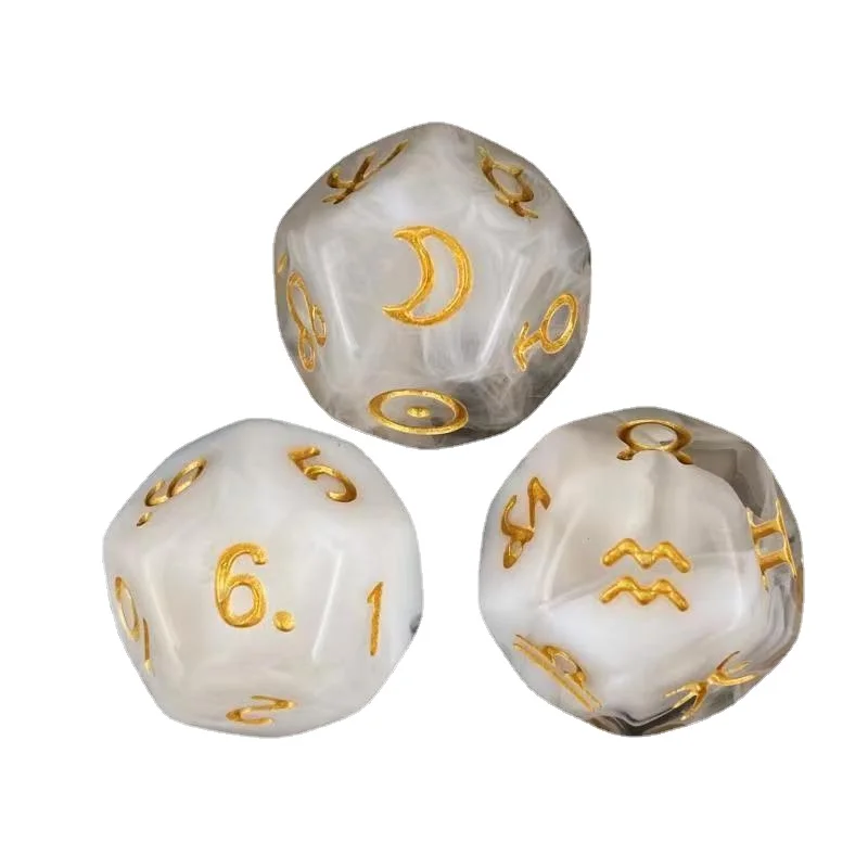 3Pcs/set New Acrylic Dice 12 Constellation Board Game Entertainment  Polyhedral D12 Game Dice