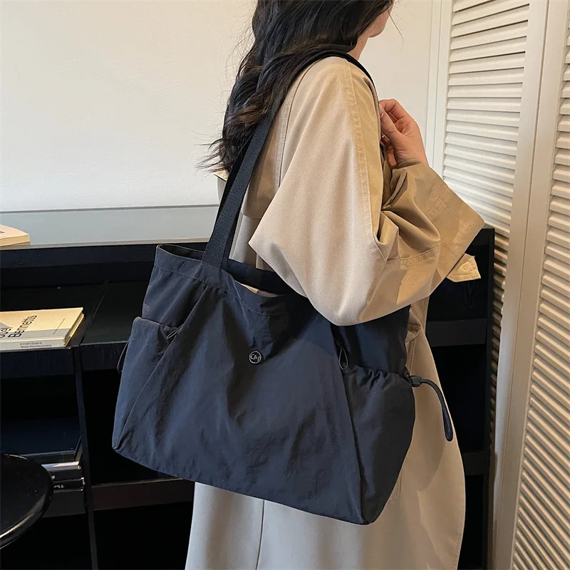 Women Stylish Oxford Tote Bag Lightweight Foldable Multi Pocket Large Capacity Shoulder Bag for School Versatile Storage Bags - view 4