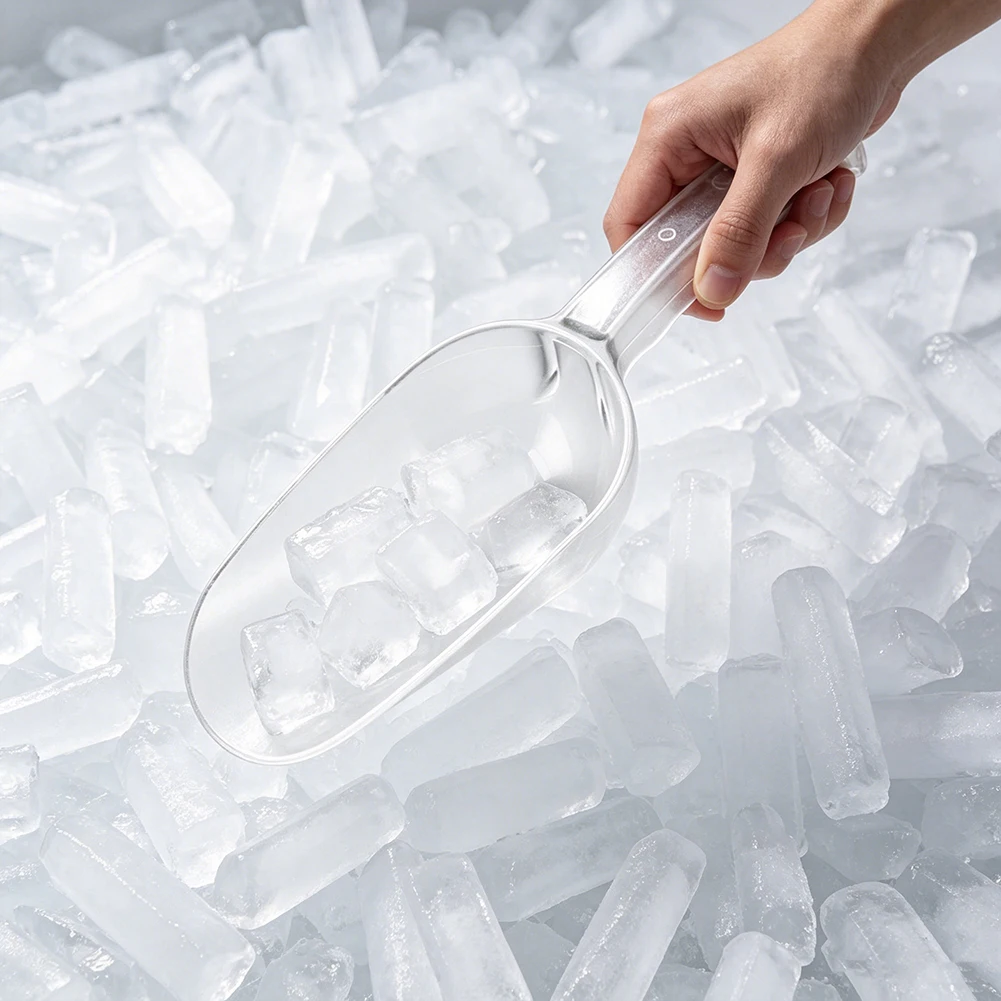 Transparent PC Ice Scoop Multi Purpose Plastic Ice Cubes Scoop Thickened Drop-Resistant for Freezer Ice Machine