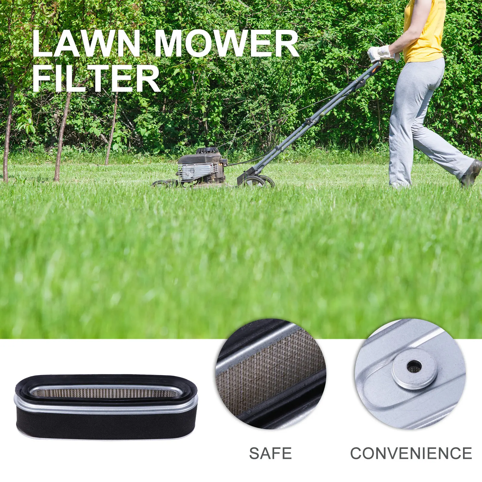 

1Pcs Lawn Mower Air Filter Replacement High Durability Iron Sponge Material Cleaner Cartridge for Engine Protection and