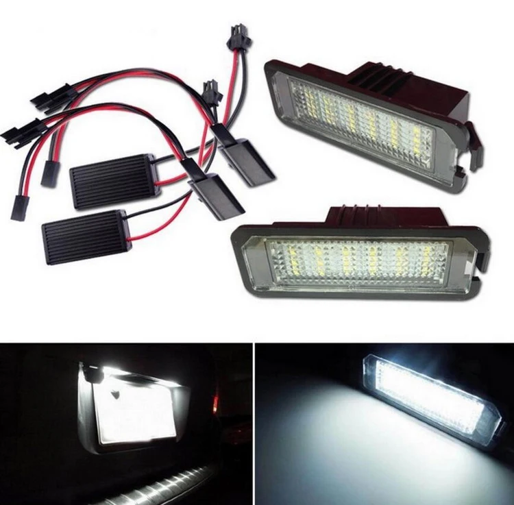 2 Pcs 18 LED 12V 3W White License Plate Light Lamp Kit for Volkswagen VW New Bettle Golf MK4 MK5 MK6 Eos Lupo Passat Polo