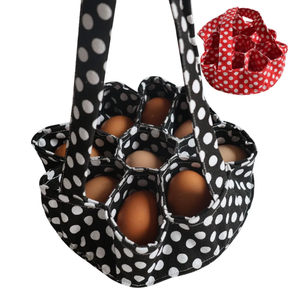 

Canvas Egg Basket with 9 Pouches Eggs Organizer Easy To Clean Portable Egg Collector Egg Bag Durable Fresh Egg Storage Container