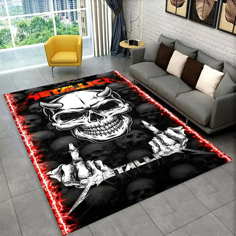 Metal Band M-Metallica Thrash Cartoon Non-Slip Area Rug for Living Room,Bedroom,Playroom,Soft Carpet Floor Mat Home Decor Rug