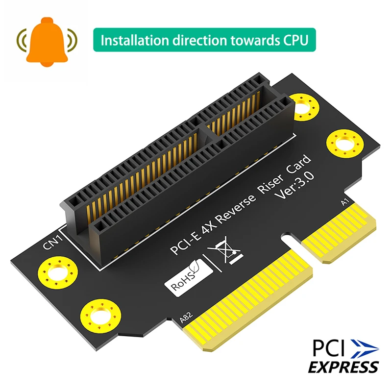 32mm PCIE X4 3.0 90 Degree Reverse Male to Female Riser Card PCI Express 4X to 4X Convert Card Adapter Riser Board for 1U Server