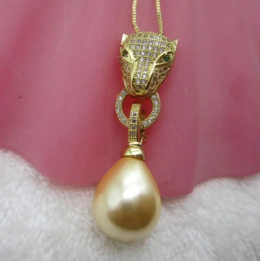 

AAA 16-18MM real natural South Sea gold shell Pearl Necklace 17-18"hot Sell necklace pendant