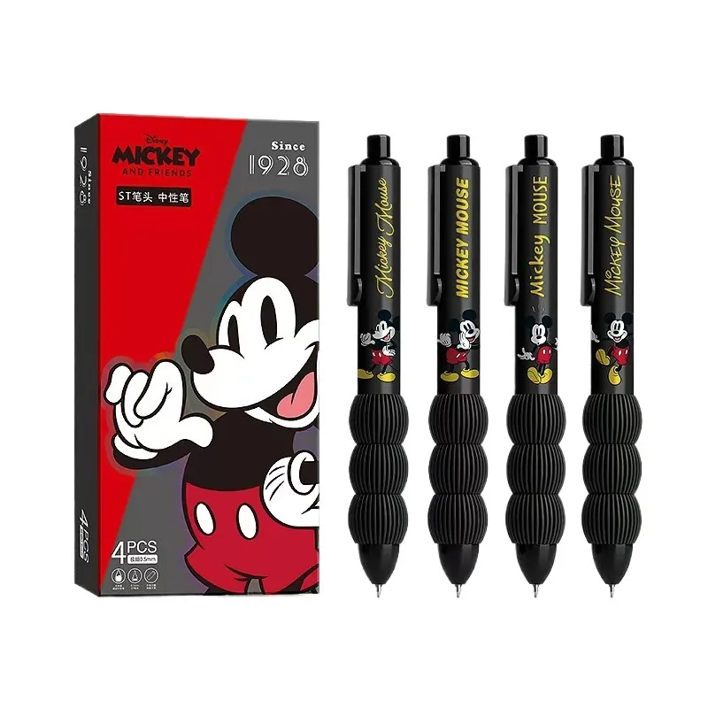 4 قطعة ديزني ميكي ماوس الصحافة قلم محايد اللون خاص التجفيف السريع قلم الماء الأسود الكرتون لطيف الإبداعية طالب القرطاسية هدية #1