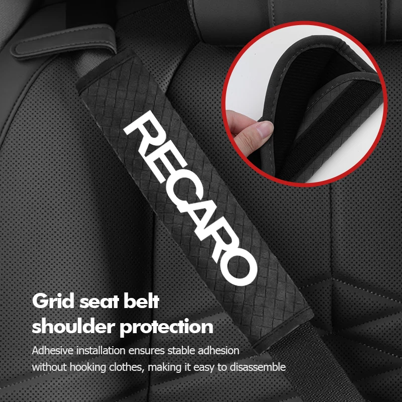 Car Seat Belt Covers Soft Leather Shoulder Pad Backpack Straps For Recaro view 3