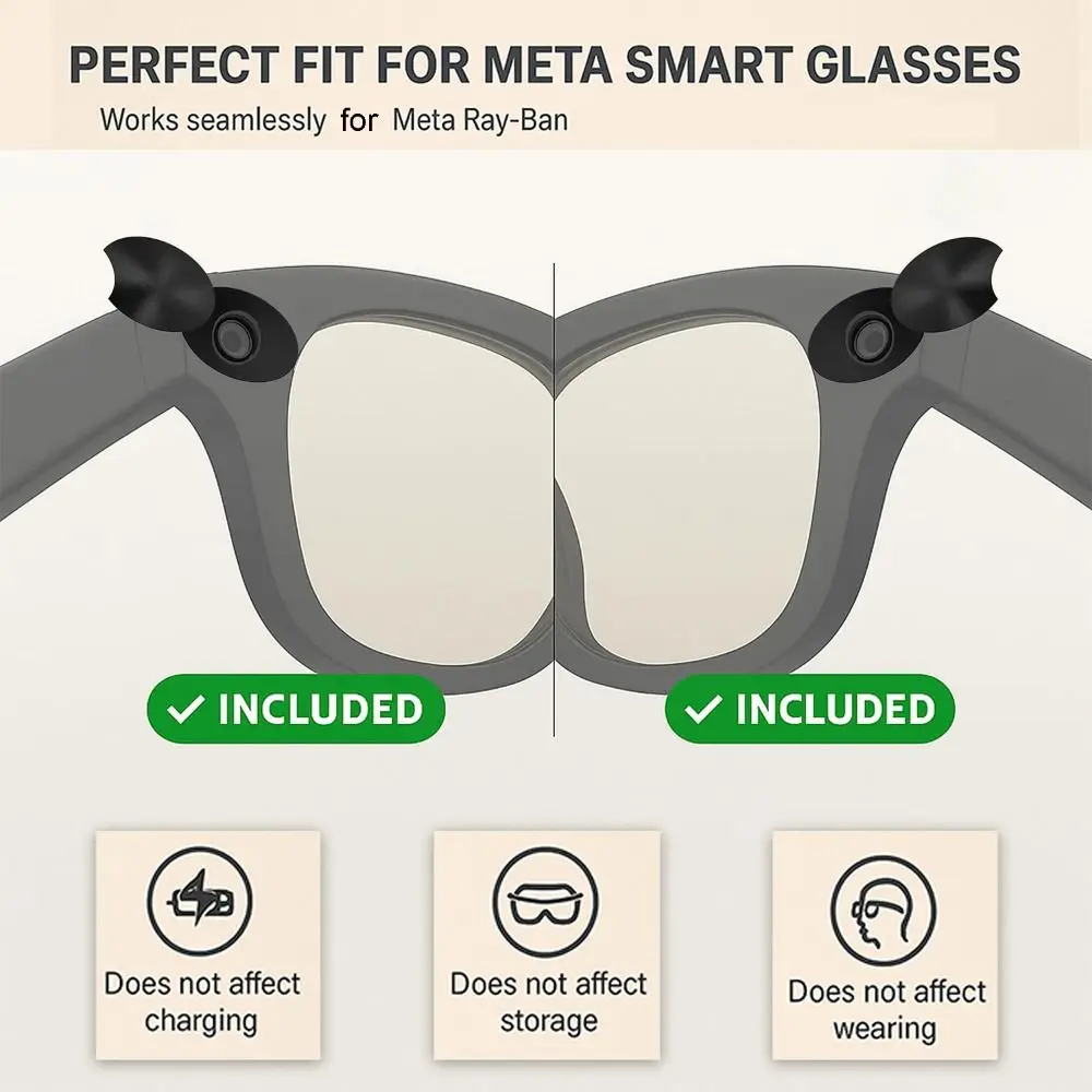 3/6Pcs Rotating Design Smart Glasses LED Light Privacy Cover Blocking Stickers for Ray-Ban Meta/Wayfarer/Skyler/Headliner