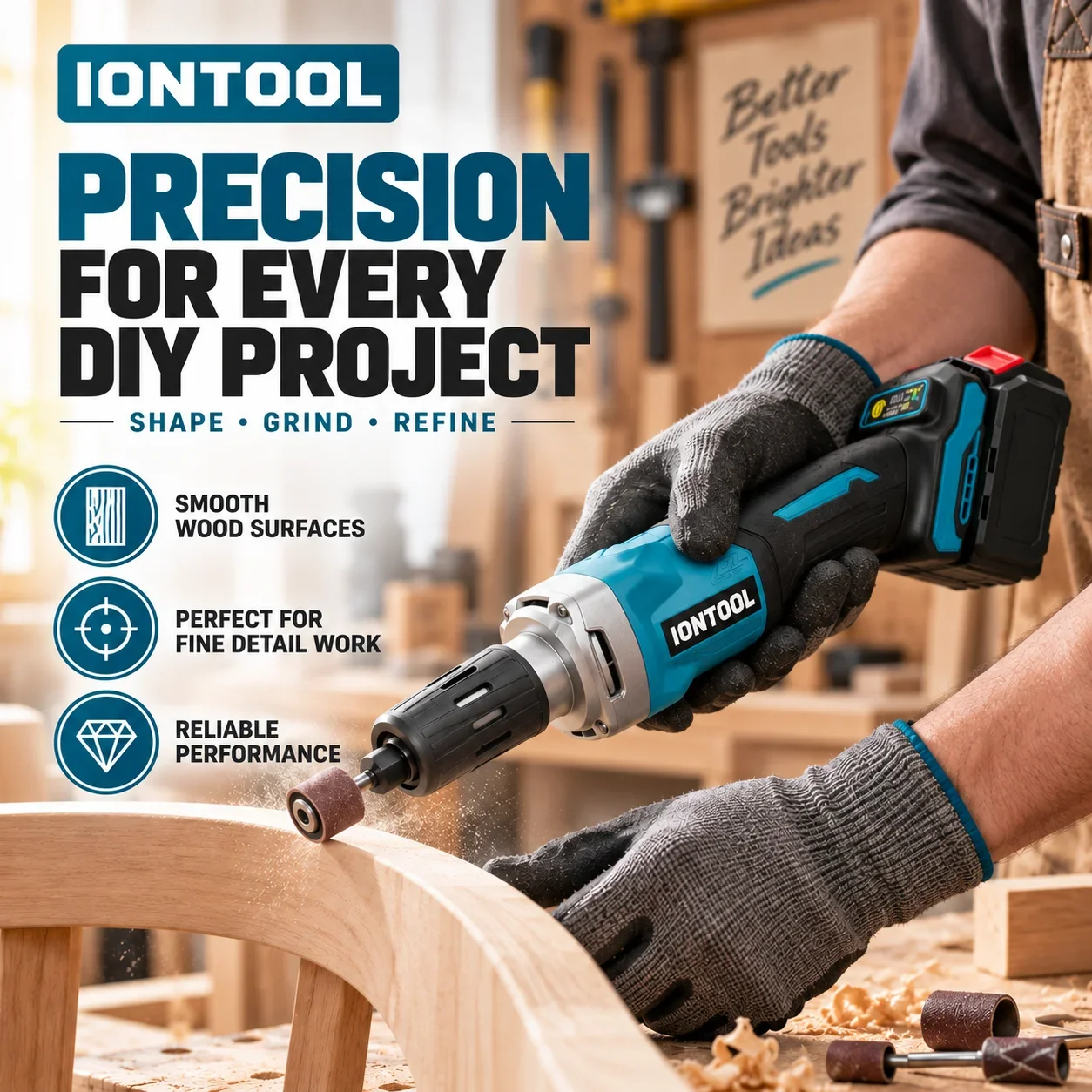 IONTOOL 450W Cordless Die Grinder for Metal Weld Seam Grinding Rust Removal Deburring And Surface Polishing Power Tools