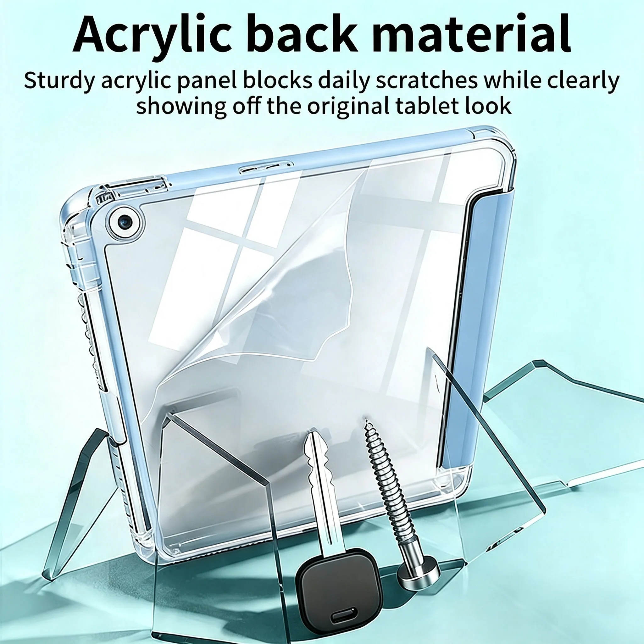 Case For iPad 9/8/7th Generation 10.2inch 2021/2020/2019 Cover With Pencil Holder, Tri-Folding PU Leather Cover
