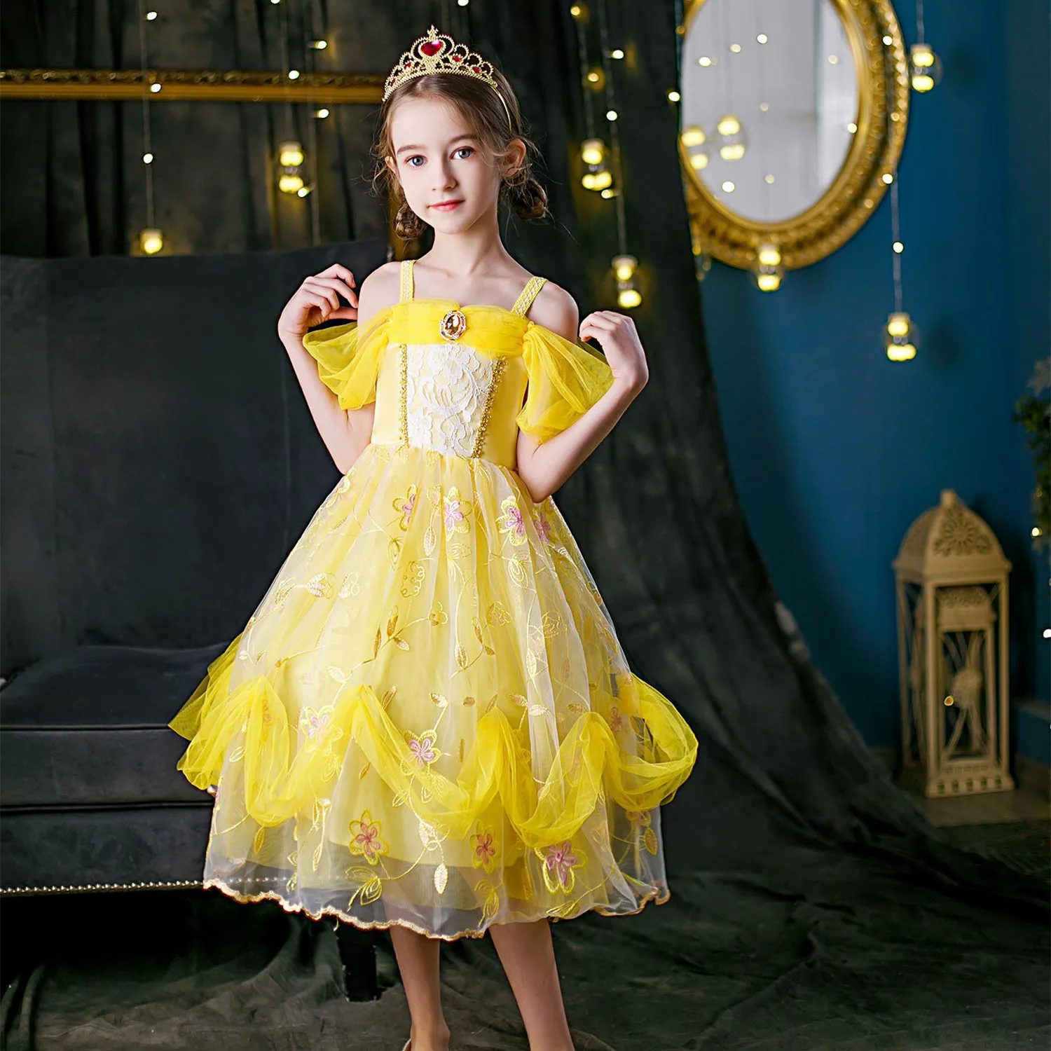 

Children's Halloween Belle Princess Skirt Puffy Birthday Dress Beauty And the Beast Costume Girls' Children's Clothing