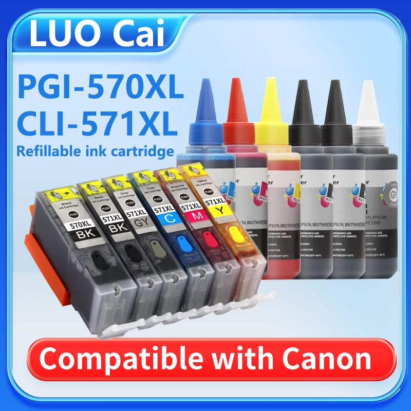 PGI570 571 Empty Refillable Ink Cartridge With ARC Chip For Canon 570 Pixma TS5050 TS5051 TS5053 TS5055 TS6050 Printer