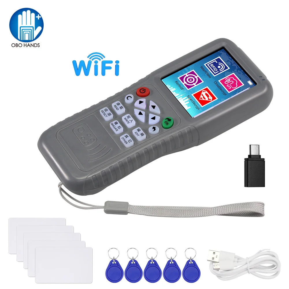 WiFi RFID Copier Duplicator Key Programmer NFC Card Reader Writer with Full Decode 125KHz 13.56MHz USB IC ID UID S50 CopyKEY X5