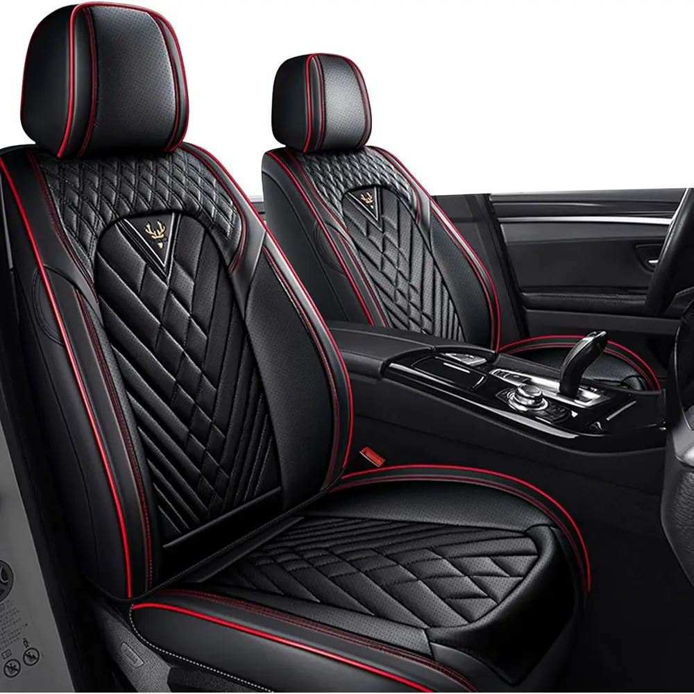 

Чехлы для сидений MINI Convertible 2013-2024, водонепроницаемые чехлы из кожи Nappa для передних сидений (черно-красные)