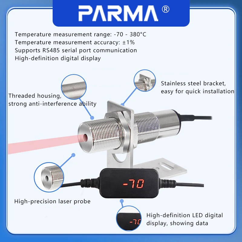 Industrial non-contact infrared temperature measurement display module wireless temperature switch probe 485 transmitter