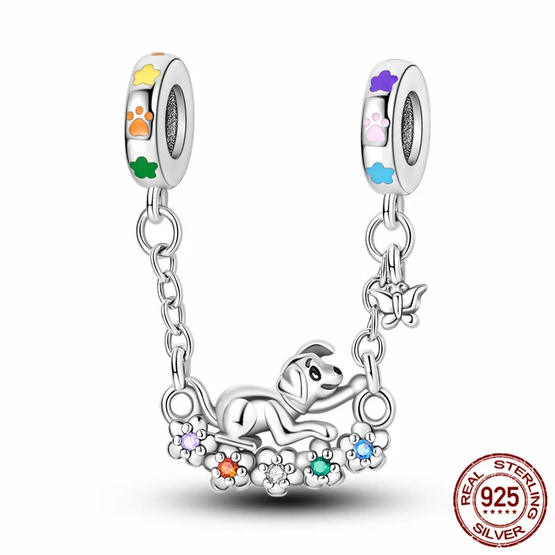 

S925 Sterling Silver Puppy on a Swing Pendant Bead, suitable for DIY handmade bracelets, a perfect jewelry gift for women.