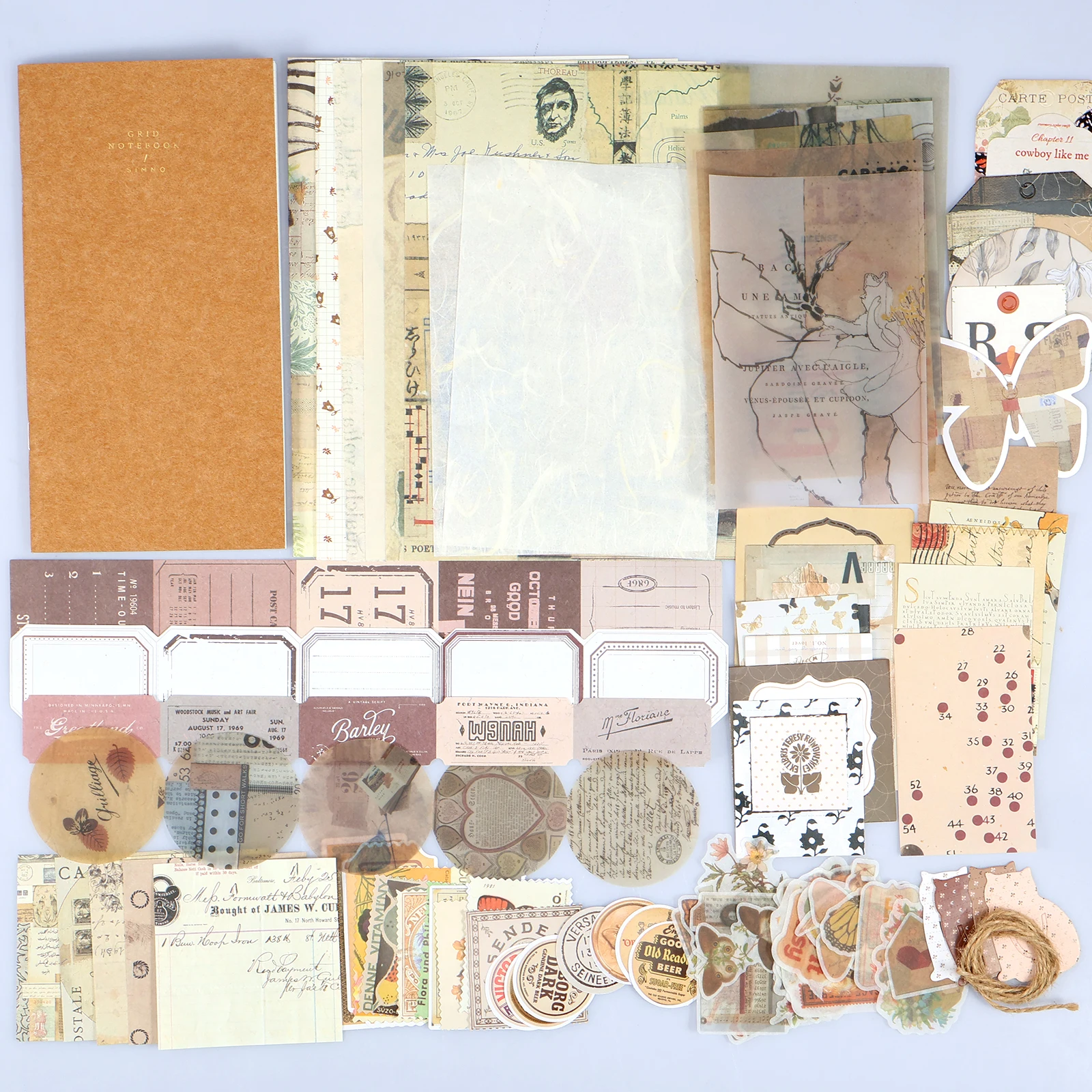 86Pcs Vintage Scrapbook Kit DIY Journaling Supplies Set with Scrapbook Stickers Cards Bookmarks Aesthetic Journaling Arts Craft