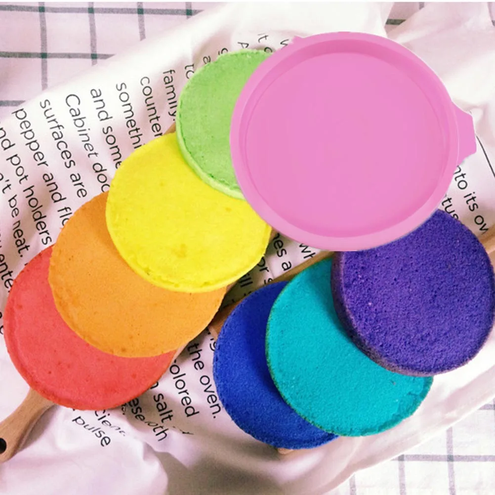 

4Pcs Silicone Cake Mold Rainbow Layered Creative Non-Stick Baking Supplies for Home Kitchen Easy Demould Baking Tool 6 Inch