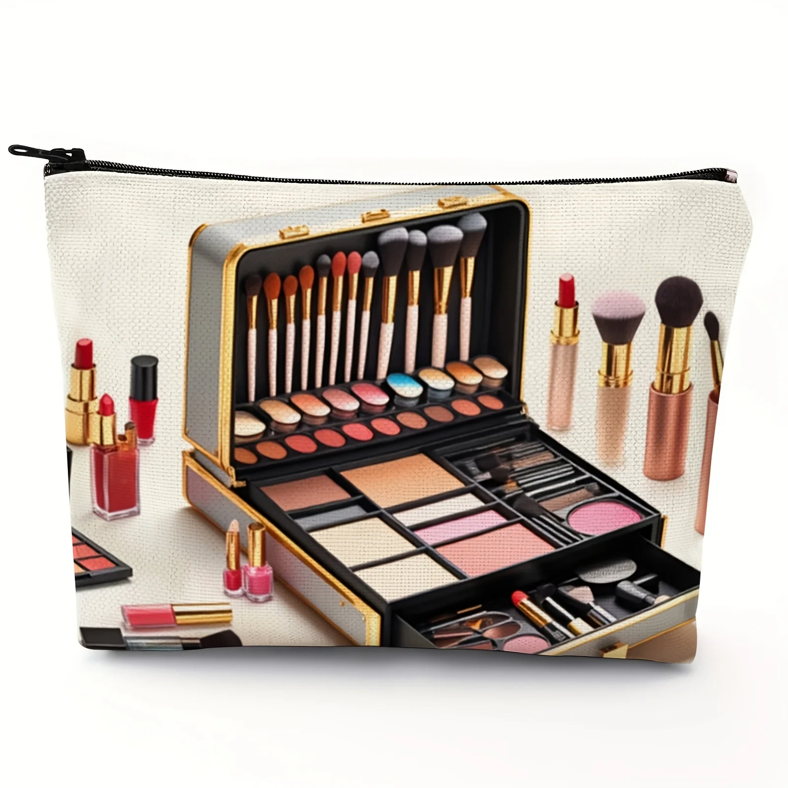 

Golden Makeup Set Pattern Makeup Bag a Golden Cosmetic Wash Bag Featuring Design Lightweight Foldable Cosmetic Storage Bag