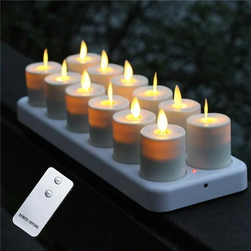 2024 Plastic Remote Control 3D Wick Flameless LED Tealight Candles