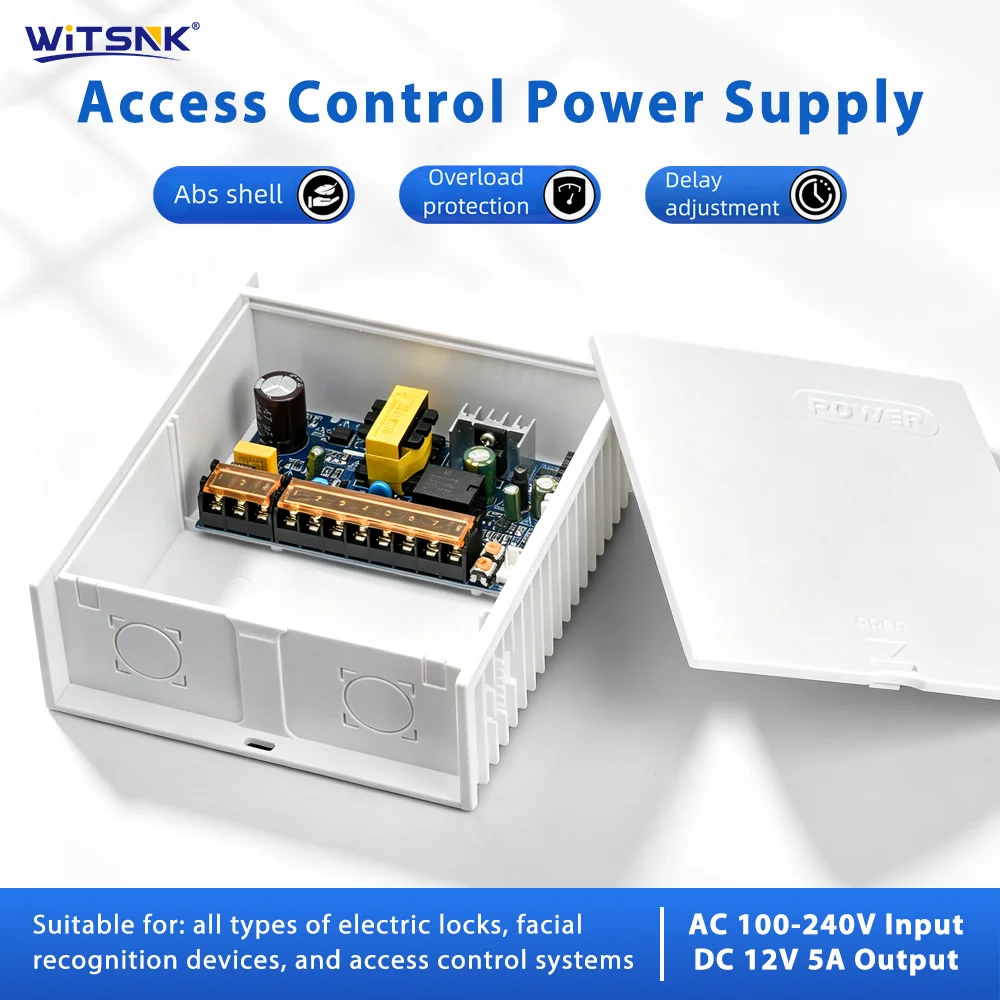 Access Control Power Supply 12V 5A 3A Time Delay, Doorbell, Single/Dual Door Controller, Ups Battery, External Remote