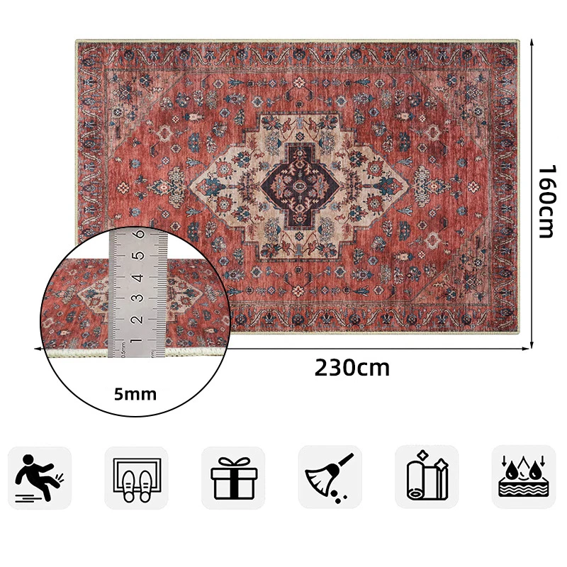 Imagem -04 - Mircle Doce Estilo Persa Tapete para Sala de Estar Home Boho Design Soft Area Tapetes Easy Clean Floor Mat Quarto Sala de Reunião Tapete