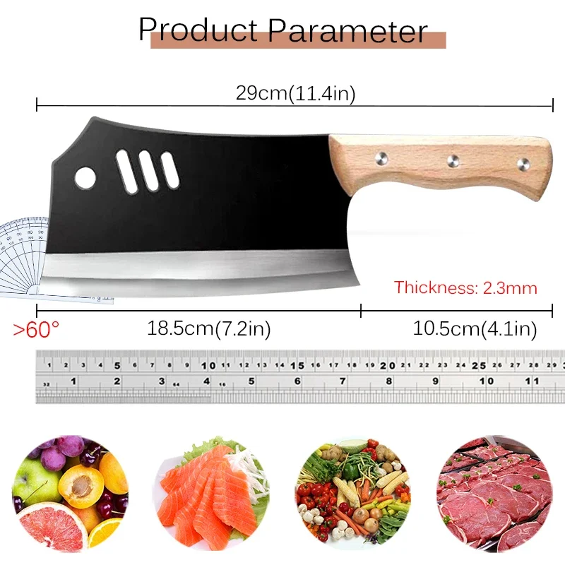 High Carbon Steel Chopping Knife Household Bone Chopping Knife Thickened Two-in-one Kitchen Knife Stainless Steel Meat Cleaver