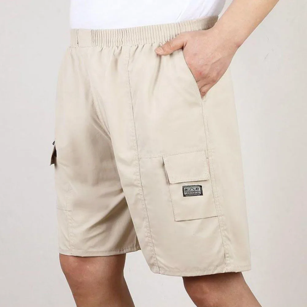 Coat Shorts Khaki Length Short M-4XL Male Navy Blue No Elasticity Pocket Polyester Shorts Solid Color Brand New