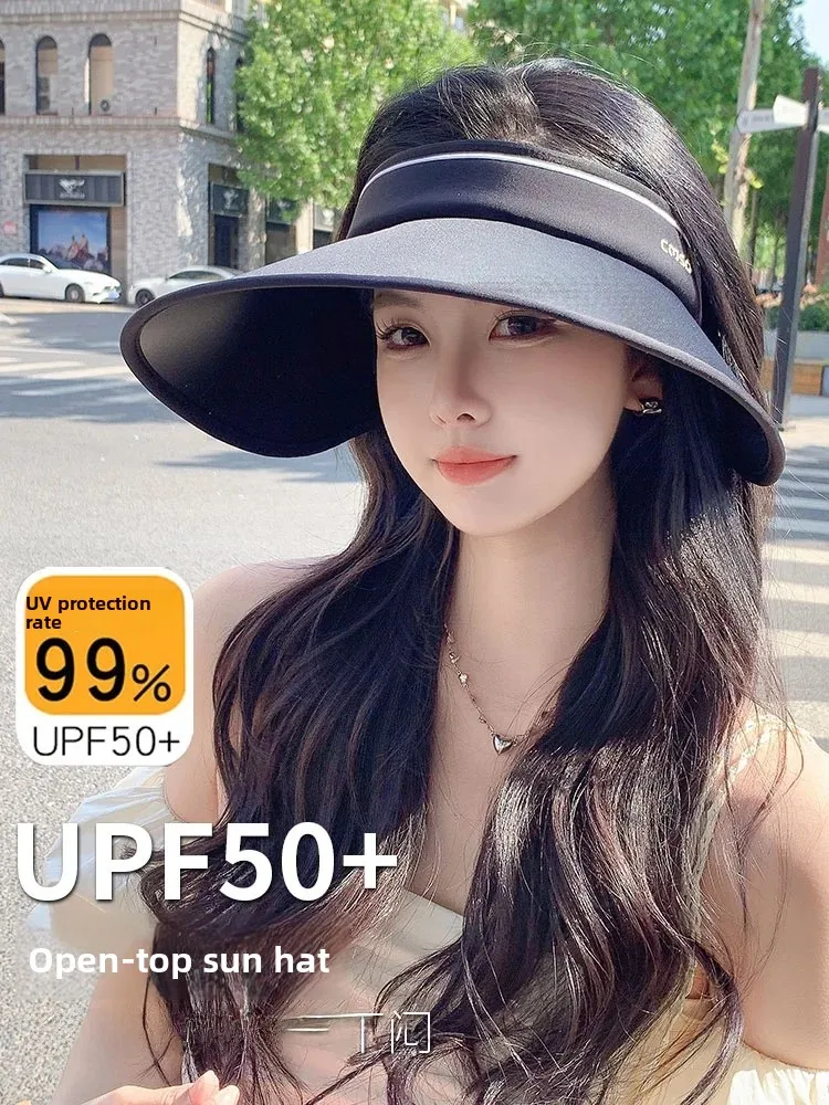 Women's Summer 2026 New Bicycle UV Sun Protection Hat Wide Brim Face Covering Empty Top Sun Hat Casual Style JIFANPAUL Brand