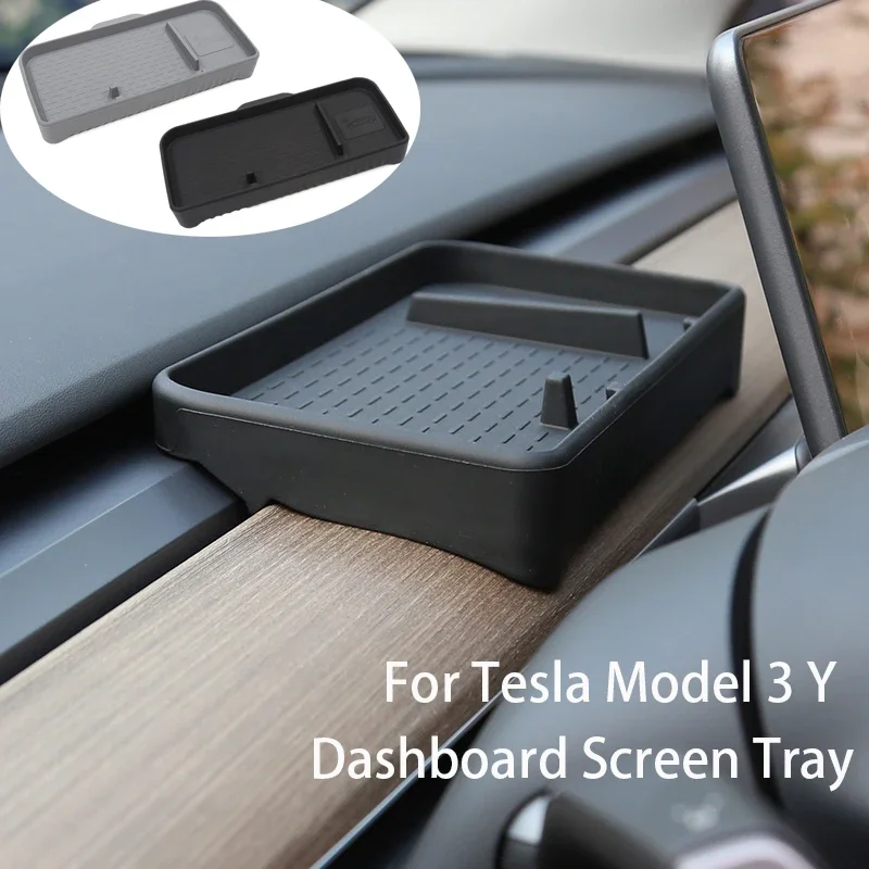 Dashboard Storage Box for Tesla Model 3 Y Central Control Screen Instrument Panel ETC Silicone Tray Modification Car Accessories