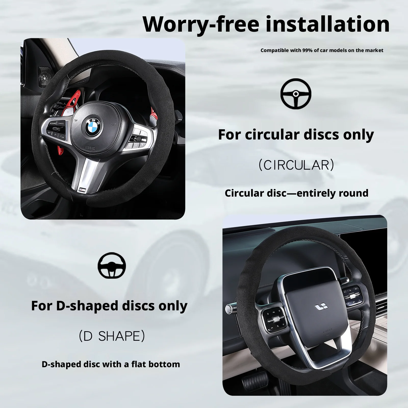 Suede Ultra-Thin Premium Car Steering Wheel Cover for Honda Jazz GK5, City GM6, Civic FC FE, Accord 10th, New HR-V RV view 6