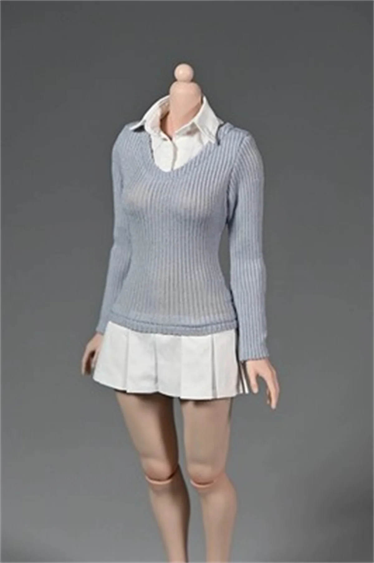 

1/6 knitted sweater patchwork pleated dress female Girl Doll Suit Clothes Model Shirt soldier 12 inch Action Figure Model toys