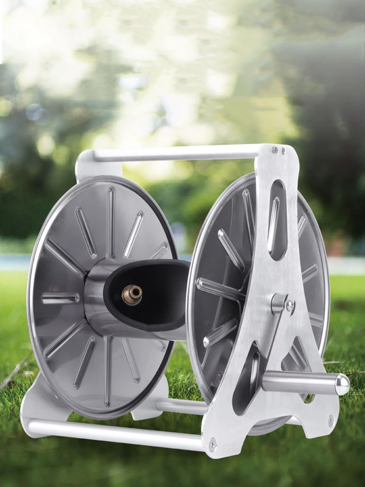 Garden Hose Storage Rack Stainless Steel Wall-Mounted Automatic Hose Reel for Car Wash Vehicle Frame Wall-Mounted Design