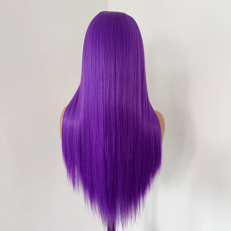 Темно-фиолетовые парики фронта шнурка HD Длинные прямые волосы для женщин 26 дюймов 13*4 Натуральные парики шнурка Высокое качество Синтетические для косплея