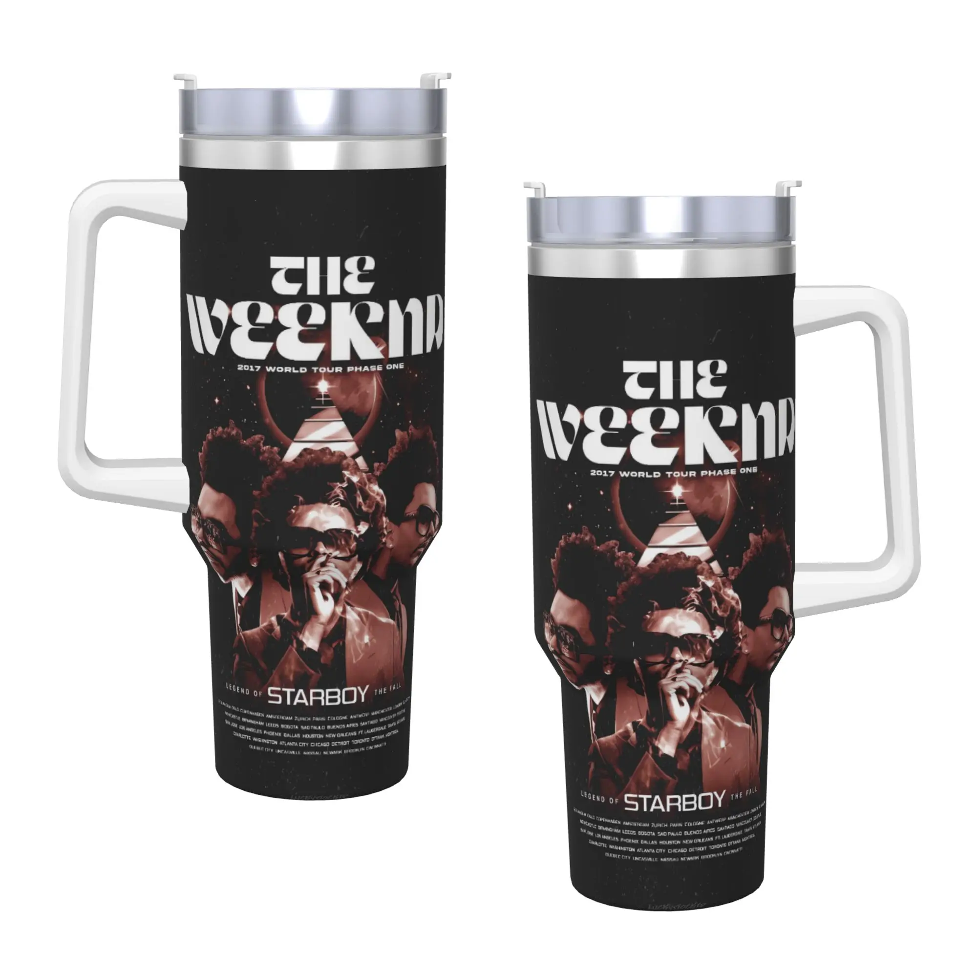 ألبوم The Weeknd XO، زجاجة مياه للمشروبات الساخنة، تحافظ على الحرارة، أكواب حرارية من الفولاذ المقاوم للصدأ، أكواب سيارة للتخييم مطبوعة