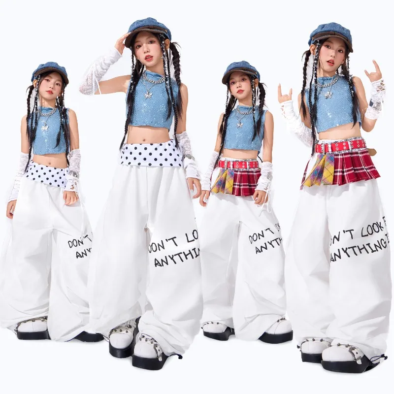 Teen Jazz Dance Outfit,  Sleeveless Tank Hip Hop Set,  2-Piece Street Dance Costume for Stage Performance and Carnival Show