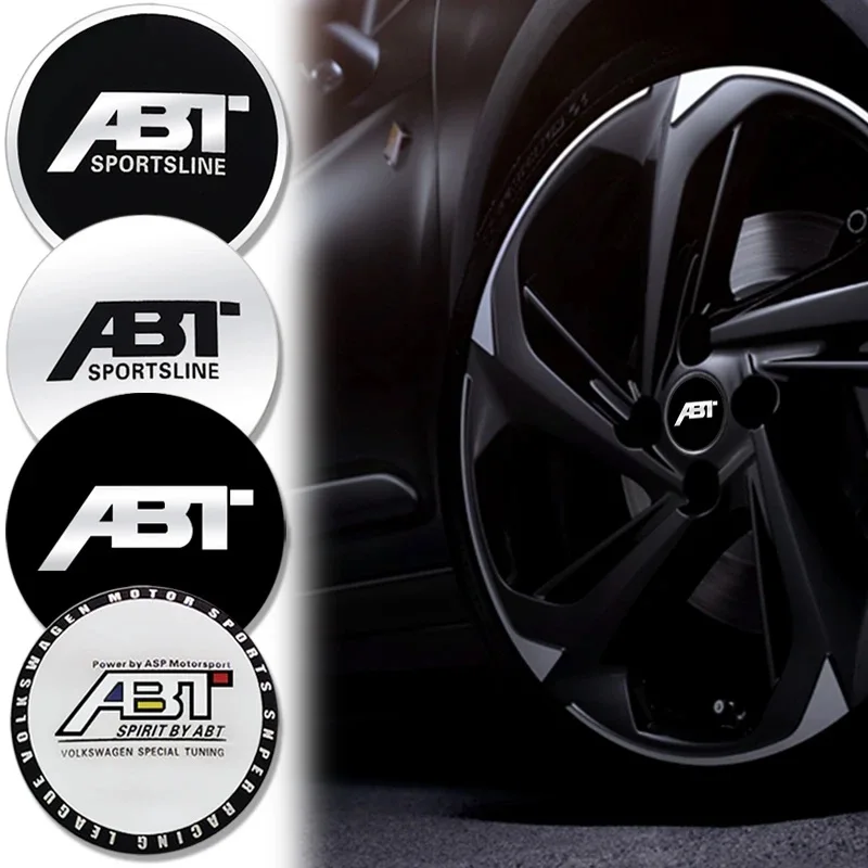 56mm-65mm ABT Emblem Car Wheel Center Hub Cap Stickers Accessories ForVolkswagen VW GTI Rline Polo Golf Passat Magotan Tiguan CC