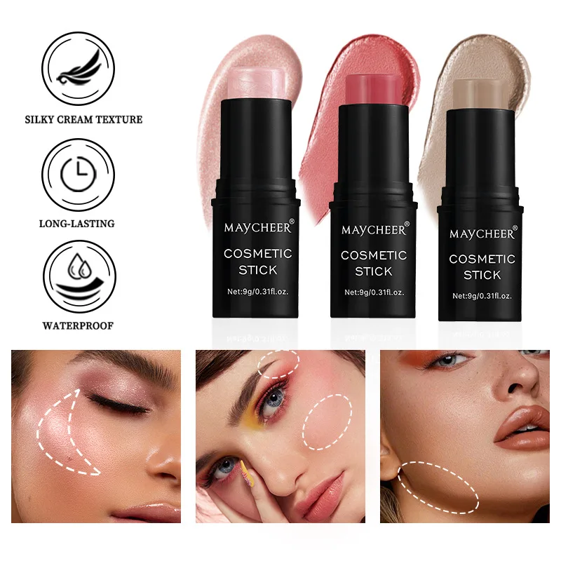 Flower Knows Glitter Highlighter Bronzer Contour Stick do twarzy Róż w proszku Kremowy makijaż Kosmetyki