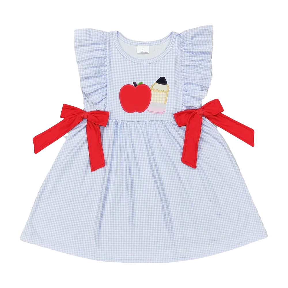 

Summer Dress Baby Girls Pencil Back To School Bows Knee Length Dresses