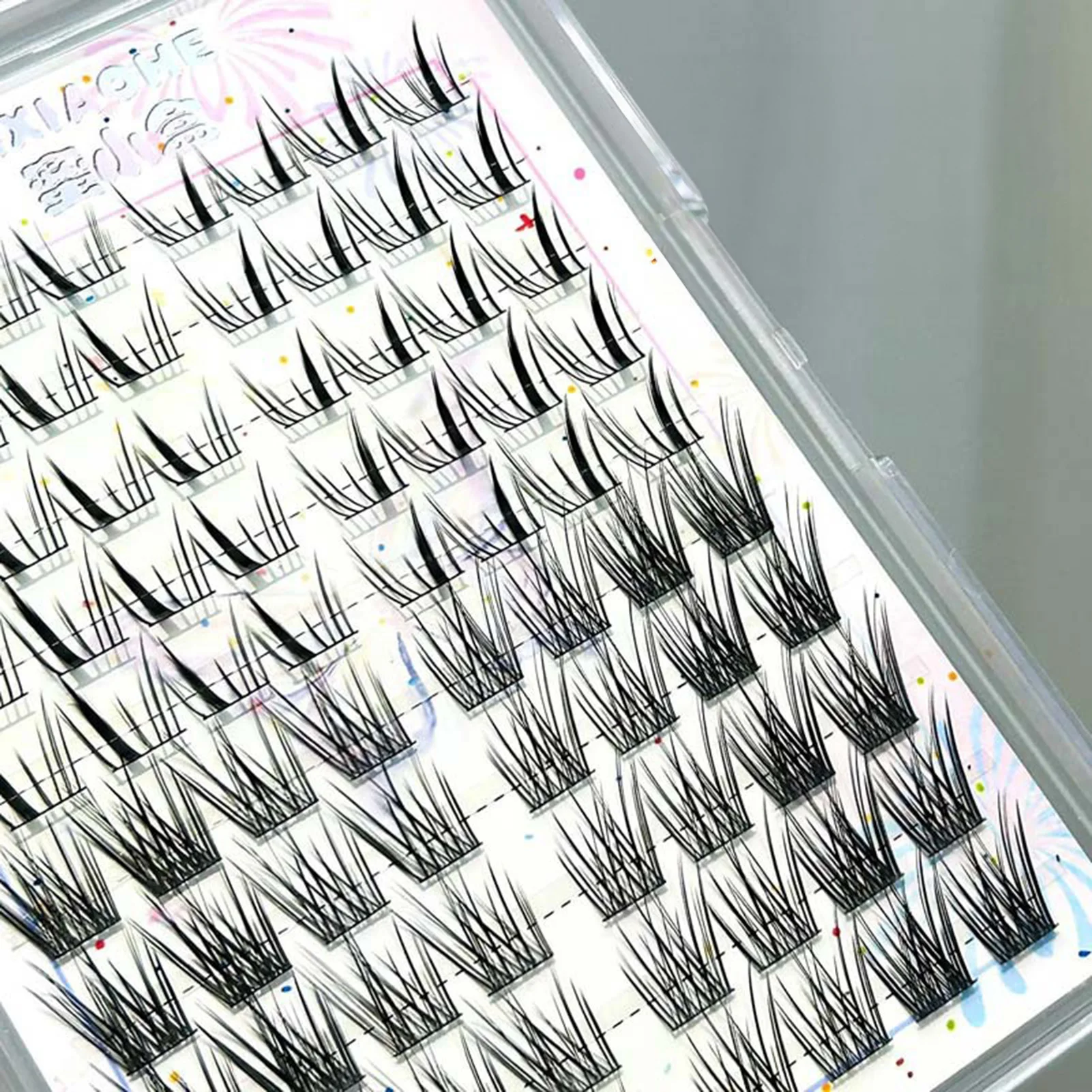 Gemischte falsche Wimpern, natürliches schwarzes Band, Puppen-Wimpernverlängerung, koreanische Mädchen, dünne, weiche, individuelle Wimpern, Cluster-Make-up-Werkzeug