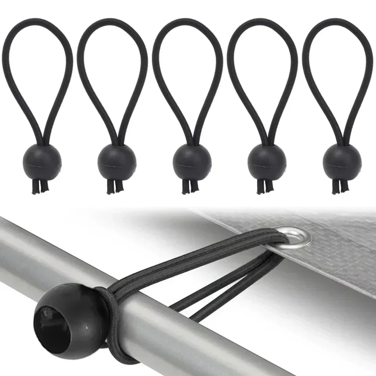 Cuerda de bola elástica para exteriores, cuerdas elásticas, lona de fijación portátil para tienda, toldo, toldo, lona resistente, amarre para refugio y carga