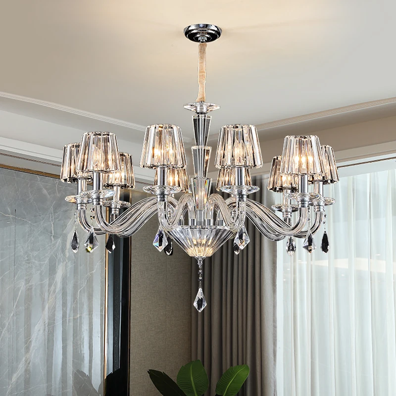 Modern K9 Crystal Lustres De Cristal Lamps Chandeliers D67cm 6L Candle 110V/220V Crystal Shades Home Deco Lighting Pendant Lamp