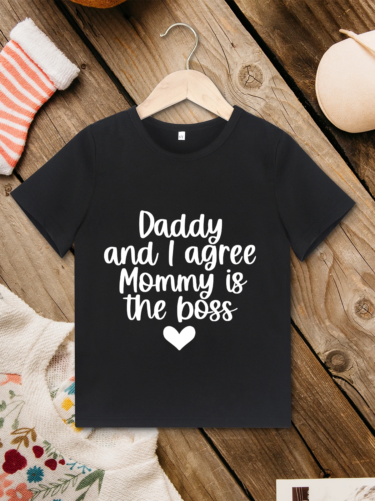 Funny Children T-shirt Daddy and I Agree Mommy is The Boss Print Happy Family Vibe Boy Girl Clothes Fashion Trend Harajuku