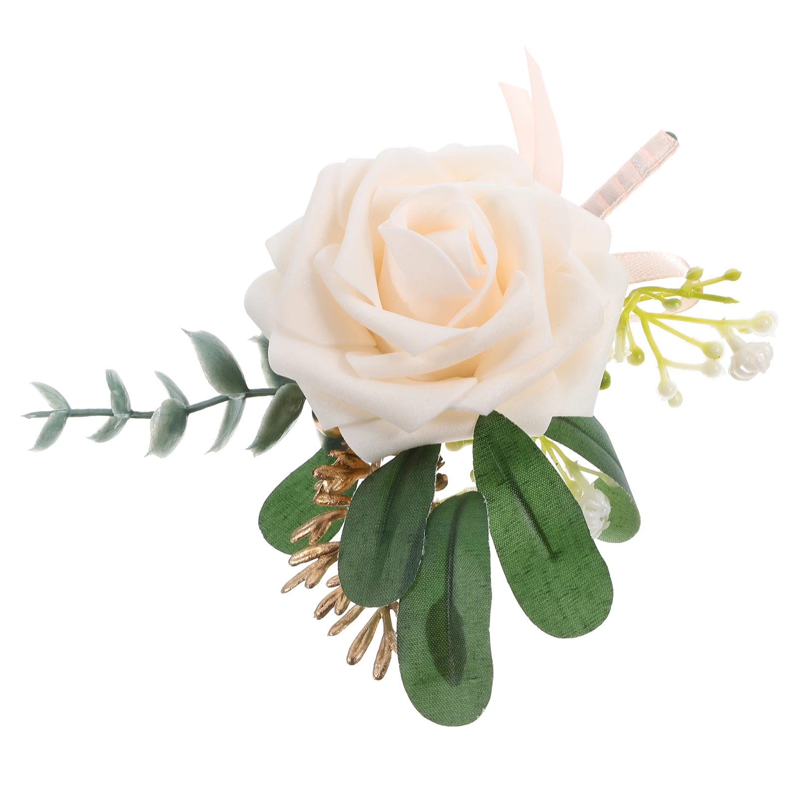 

Artificial Groom Boutonniere Wedding Chest Flower Corsage Bridal Party Decoration Faux Bride Groomsmen Accessories